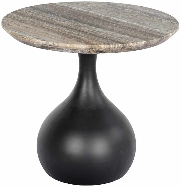 Leonstein Rustic Marble Black Pedestal End Table Sale - Image 3