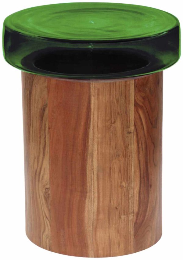 Trypillia Acacia Green Glass End Table Online now