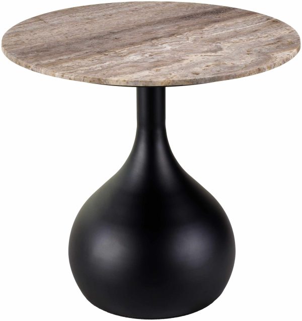 Leonstein Rustic Marble Black Pedestal End Table Sale - Image 2