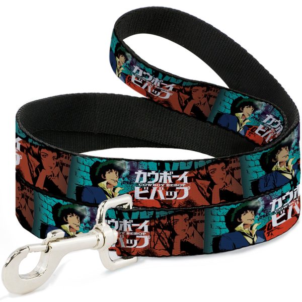 Dog Leash - COWBOY BEBOP Spike and Faye Brick Pose and Title Logo Blues Reds Supply
